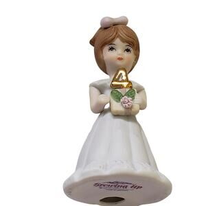 2 For $5 Sale Vintage Enesco Growing Up Birthday Girls Brunette Age 4 1982